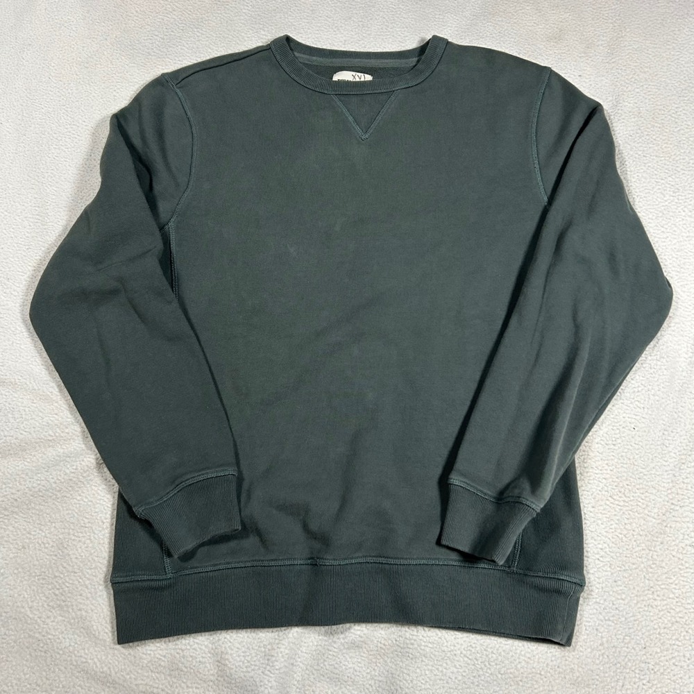 Taylor Stitch‎ Sweatshirt Women 36 Green French Terry Crewneck V-Stitch 2102CSGT
